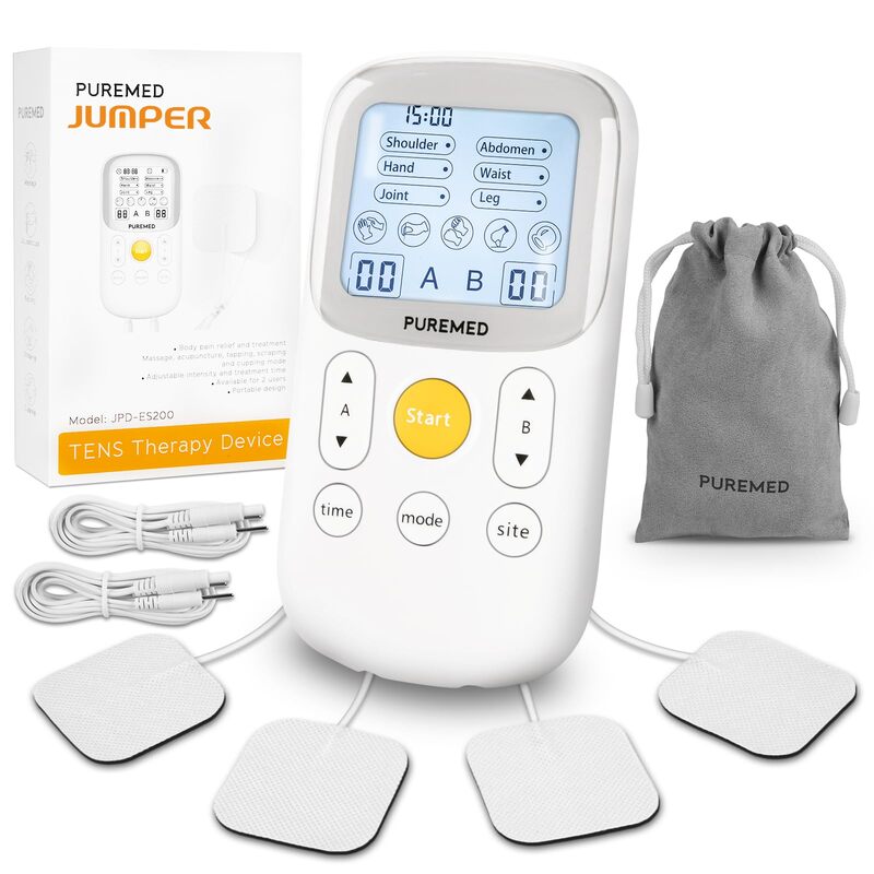 JUMPER Dual Channel Tens Machine Therapy Device for Pain Management with 5 Massage Programs, 6 Pain Modes for 2 Users, Automatic Alarm & Shutdown, TENS Machine for Pain Relief-Box Damage,Product New